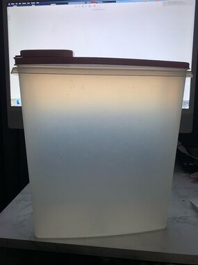 Vintage Tupperware Super Cereal Container Sheer Base Square Lid Pink Lid Kitchen